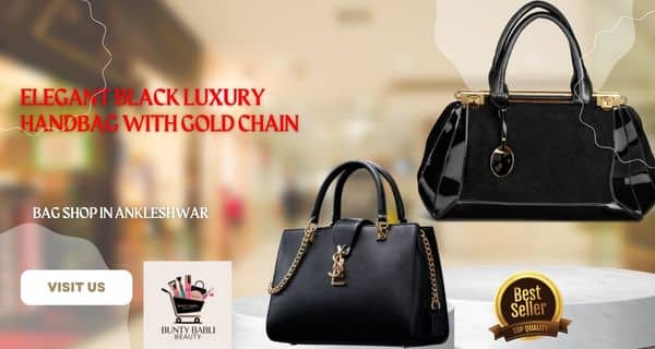 Elegant Black Luxury Handbag with Gold Chain